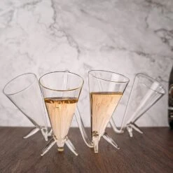 Champagne Shooter - Chug Flutes Guzzler Glasses Unique Gifts For Bachelorette Party Favors & White Elephant Gifts, Drinking Games, Self Standing - Prosecco & More Bong Style, Reusable Acrylic 4pk -Refined Spirits Store 81AXodJLs3L. AC SL1500