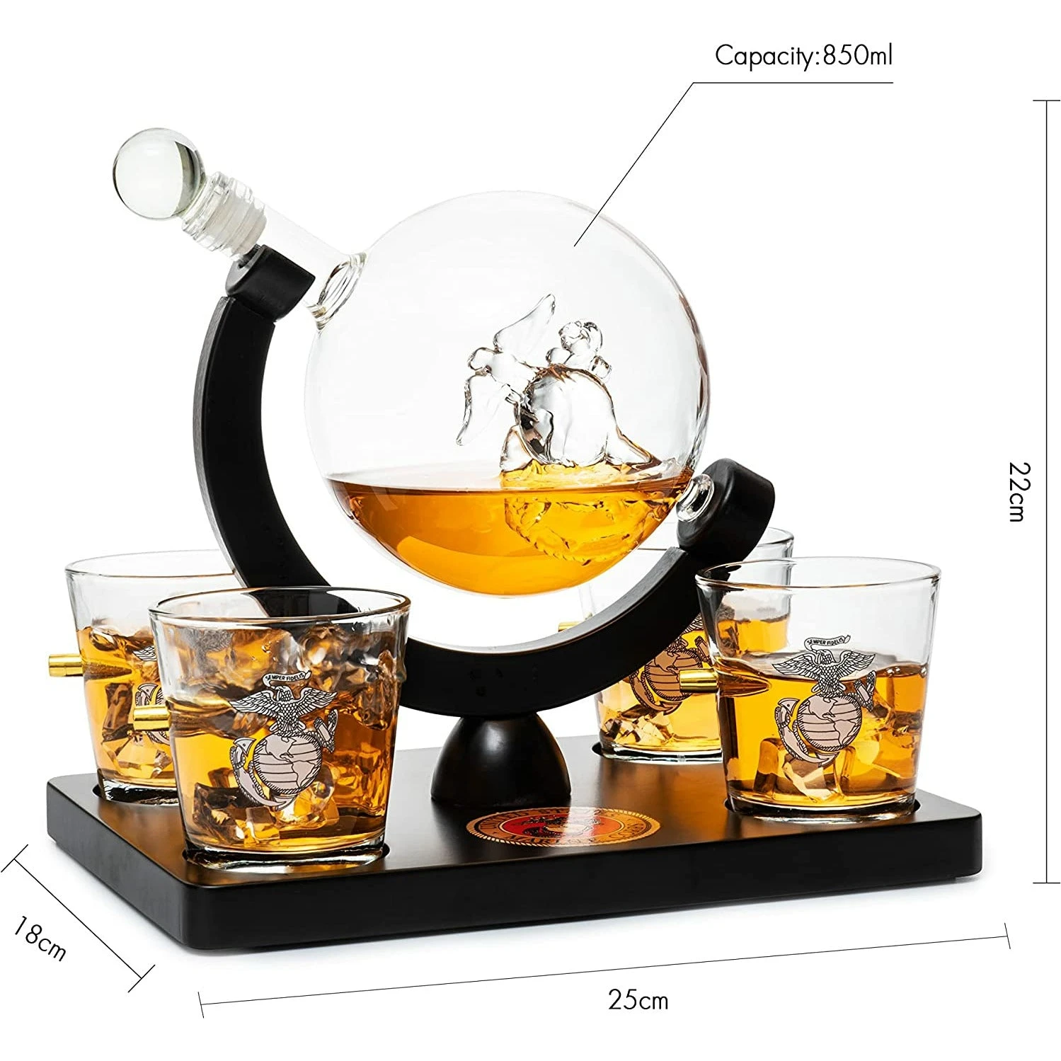 Marine Decanter Set With Four 3 Oz Shot Glasses 1000ml Marines Gift Decanter By The Wine Savant - Marine Gifts, Army Gifts, Veteran Gifts 6 Marine Decanter Set With Four 3 Oz Shot Glasses 1000ml Marines Gift Decanter By The Wine Savant - Marine Gifts, Army Gifts, Veteran Gifts - Image 6