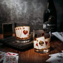 Playing Cards Drinking Glasses - Artisanal Hand Painted Players Casino Set Of 2 Water, Wine & Whiskey Glasses - The Wine Savant - Crystal Glassware - Gift Idea For Him, Birthday, Housewarming - 12oz 7 Playing Cards Drinking Glasses - Artisanal Hand Painted Players Casino Set Of 2 Water, Wine & Whiskey Glasses - The Wine Savant - Crystal Glassware - Gift Idea For Him, Birthday, Housewarming - 12oz -Refined Spirits Store 81Czl vT WL. AC SL1500