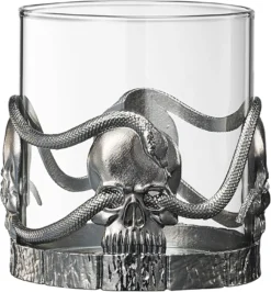 Skull & Snake Pewter Whiskey, Wine, Beer & Water Drinking Glass -12.5oz Set Of 2- Water, Rum, Brandy & Scotch Glass, Elegant, Spooky Crystal Cup, Gifts For Men & Women, Old Fashioned Glass -Refined Spirits Store 81DNLuem1yL. AC SL1500