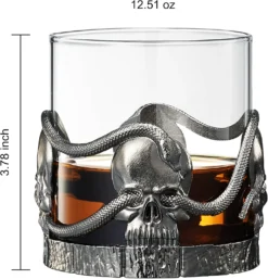 Skull & Snake Pewter Whiskey, Wine, Beer & Water Drinking Glass -12.5oz Set Of 2- Water, Rum, Brandy & Scotch Glass, Elegant, Spooky Crystal Cup, Gifts For Men & Women, Old Fashioned Glass -Refined Spirits Store 81DzVWHdMiL. AC SL1500
