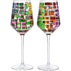 The Wine Savant Renaissance Stained Glass Windows, Artisanal Hand Painted Glassware Gift Idea Her, Him, Birthday, Mom, Housewarming, Gifts Ideas For Women & Men Art Deco (Stemmed Wine Glasses) -Refined Spirits Store 81Eq9NaBtgL. AC SL1500