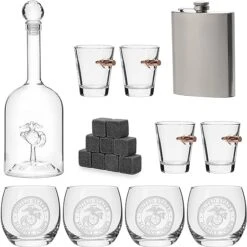 Marine Big Box Wall Decor Murphy With Decanter, 4 Whiskey Glasses, 4 Shot Glasses, Marine Flask, Marine Gifts 10 Marine Big Box Wall Decor Murphy With Decanter, 4 Whiskey Glasses, 4 Shot Glasses, Marine Flask, Marine Gifts -Refined Spirits Store 81F6QgZ10RL. AC SX522