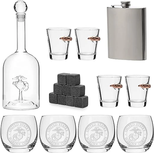 Marine Big Box Wall Decor Murphy With Decanter, 4 Whiskey Glasses, 4 Shot Glasses, Marine Flask, Marine Gifts 5 Marine Big Box Wall Decor Murphy With Decanter, 4 Whiskey Glasses, 4 Shot Glasses, Marine Flask, Marine Gifts - Image 5
