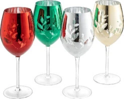 Multicolor 4-Piece Tree Stemless Wine & Water Glasses - Shining Red Green Yellow Silver, Perfect Housewarming Parties, Unique, Elegant Glassware, Glass Trees Decor, Kitchen Home Decorations (Stemmed) -Refined Spirits Store 81HZg1 hl1L. AC SL1500