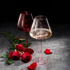 Valentine's Colored Red & Pink Crystal Wine Glasses | 2 Set | Italian Style Tall -Refined Spirits Store 81Hfao 6khL. AC SL1500
