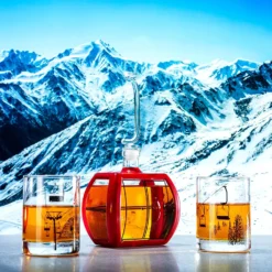 Ski Mountain Gondola Decanter & Glasses For Wine & Whiskey - 34oz - Two 10oz Snow Mountains Chairlift Glassware - Ski Home Decor - Skiier & Snowboarder Gifts, Vintage, Winter Skiers Decorations Gift -Refined Spirits Store 81I 5ovYqyL. AC SL1500