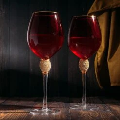 The Wine Savant Large Diamond Wine Glasses, 10" H Gold Rim Rhinestone Diamond Glasses - Wedding Glasses - 18 Ounce, Premium Designed Wine Glasses For Spirits And Wine, Gift Boxed (4, Red) 9 The Wine Savant Large Diamond Wine Glasses, 10" H Gold Rim Rhinestone Diamond Glasses - Wedding Glasses - 18 Ounce, Premium Designed Wine Glasses For Spirits And Wine, Gift Boxed (4, Red) -Refined Spirits Store 81K3cLHxNxL. AC SL1500