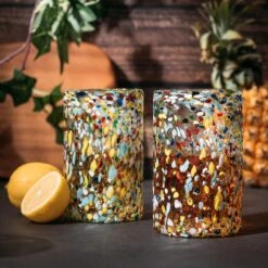 Hand Blown Mexican Drinking Glasses – Set Of 6 Confetti Rock Design Glasses By The Wine Savant (Confetti) -Refined Spirits Store 81KQ Kiy85L. AC SL1500