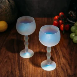 Aesthetic Iridescent Cloud Elegant Crystal Wine & Water Glasses, Hand Blown, Premium Trendy Sand Blasted Glasses - Stemmed Red White Wine Glasses, 100% Lead-Free - Pinot Noir - 7 Oz Rim Set Of 2 -Refined Spirits Store 81Lr VLiJoL. AC SL1500