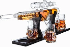 Blaster Force Gun Whiskey & Wine Decanter Set Glasses - Energized Particle Weaponry Elegant Decanter 24" - 4 Shot Glasses & Mahogany Wooden Base The Wine Savant (20 OZ) Gifts For Dad -Refined Spirits Store 81N1RFdx65L. AC SL1500 27bd518d 1493 4f20 a3a2 52ae1e2d0238