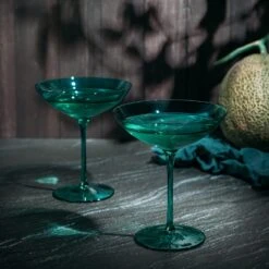 Champagne Coupes 12oz By The Wine Savant - Colorful Champagne Glasses, Prosecco, Mimosa Glasses Set, Cocktail Glass Set, Bar Glassware Luster Glasses (2, Teal) -Refined Spirits Store 81QI0 LDvyL. AC SL1500
