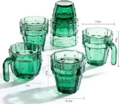Cactus Stackable Glasses, Stacktus Gifts, Set Of 6-10 Oz Cactus Shape Glasses With Handles Green Glass Blown Figurines Plant Decorations For Parties 3.5" H 5" W - Copyright Design, Patent Pending -Refined Spirits Store 81Vcl tTbFL. AC SL1500