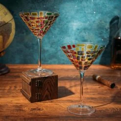 Renaissance Holiday Stained Glass Windows, Artisanal Hand Painted Glassware - The Wine Savant - Gift Idea Her, Him, Birthday, Mom, Housewarming, Gifts Ideas For Women & Men (Martini Glasses) -Refined Spirits Store 81WLfYU691L. AC SL1500