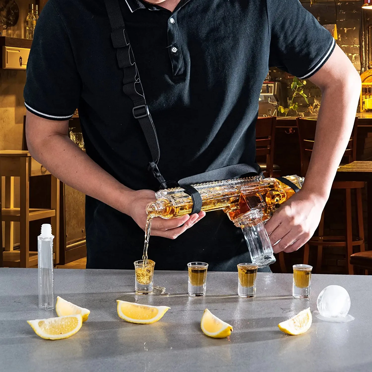 AR15 Whiskey Decanter And Glass Set - Drinking Party Accessory - Holster Attachment, Silencer Stopper - 22oz & 4 1oz Shot Glasses - Drinking Party Accessory, TIK Tok Gun Decanter - Fun Gifts For Men 2 AR15 Whiskey Decanter And Glass Set - Drinking Party Accessory - Holster Attachment, Silencer Stopper - 22oz & 4 1oz Shot Glasses - Drinking Party Accessory, TIK Tok Gun Decanter - Fun Gifts For Men - Image 2