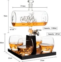 Motorcycle Decanter Whiskey & Wine Decanter Set 1100ml By The Wine Savant With 4 Whiskey Glasses, Motorcycle Gifts, Harley Davidson Motorbike Gifts, Drink Dispenser For Wine, Scotch, Bourbon 19"H 8"W -Refined Spirits Store 81Wwn21xKJL. AC SL1500