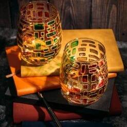 The Wine Savant Renaissance Stained Glass Windows, Artisanal Hand Painted Glassware Gift Idea Her, Him, Birthday, Mom, Housewarming, Gifts Ideas For Women & Men Art Deco (Stemless Wine Glasses) -Refined Spirits Store 81XIZGLpnfL. AC SL1500