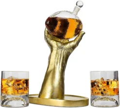 Football Decanter With 2 Football Whiskey & Wine Glasses - Perfect For Superbowl, Father's Day Gift, Gift For Husband - Made For Liquor, Scotch, Whiskey And Bourbon 750ml, Rugby Gifts Clear -Refined Spirits Store 81XkjEogHUS. AC SL1500