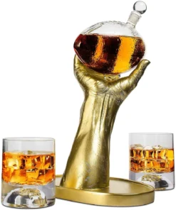 Football Decanter With 2 Football Whiskey & Wine Glasses - Perfect For Superbowl, Father's Day Gift, Gift For Husband - Made For Liquor, Scotch, Whiskey And Bourbon 750ml, Rugby Gifts Clear -Refined Spirits Store 81 kDdXQy S. AC SL1500