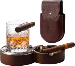 The Wine Savant Luxurious Cigar Glass - In A Leather Horseshoe Storage Case Whiskey Glassware With Cigar Holder - 10oz Cigar Holder Whiskey, Ash Tray - Dad, Men Home Office, Leather Gifts 12 The Wine Savant Luxurious Cigar Glass - In A Leather Horseshoe Storage Case Whiskey Glassware With Cigar Holder - 10oz Cigar Holder Whiskey, Ash Tray - Dad, Men Home Office, Leather Gifts -Refined Spirits Store 81 tXm0z fL. AC SL1500