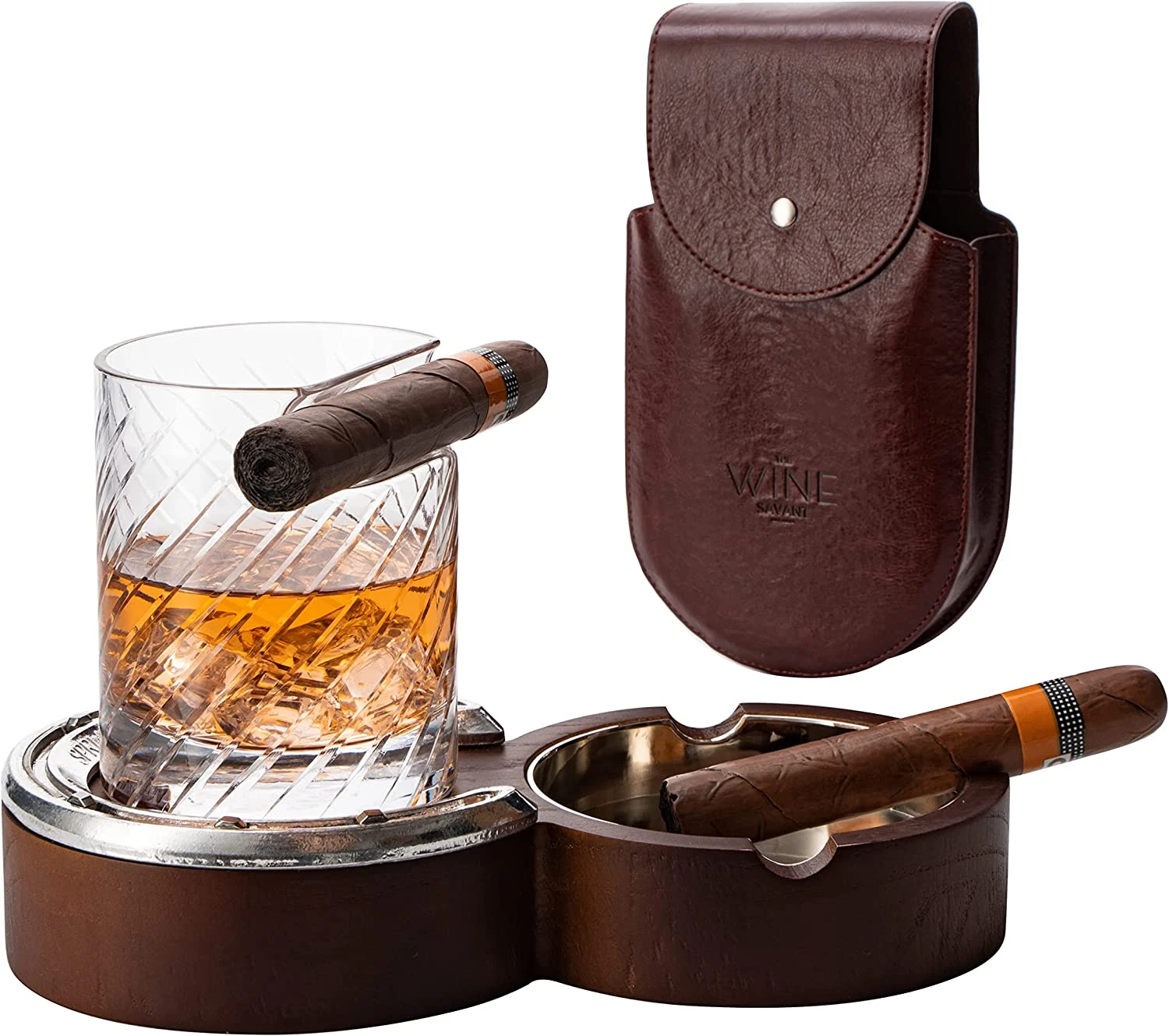 The Wine Savant Luxurious Cigar Glass - In A Leather Horseshoe Storage Case Whiskey Glassware With Cigar Holder - 10oz Cigar Holder Whiskey, Ash Tray - Dad, Men Home Office, Leather Gifts 6 The Wine Savant Luxurious Cigar Glass - In A Leather Horseshoe Storage Case Whiskey Glassware With Cigar Holder - 10oz Cigar Holder Whiskey, Ash Tray - Dad, Men Home Office, Leather Gifts - Image 6