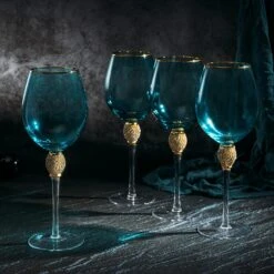 The Wine Savant Large Diamond Wine Glasses, 10" H Gold Rim Rhinestone Diamond Glasses - Wedding Glasses - 18 Ounce, Premium Designed Wine Glasses For Spirits And Wine, Gift Boxed (4, Blue) 8 The Wine Savant Large Diamond Wine Glasses, 10" H Gold Rim Rhinestone Diamond Glasses - Wedding Glasses - 18 Ounce, Premium Designed Wine Glasses For Spirits And Wine, Gift Boxed (4, Blue) -Refined Spirits Store 81awjkjewKL. AC SL1500