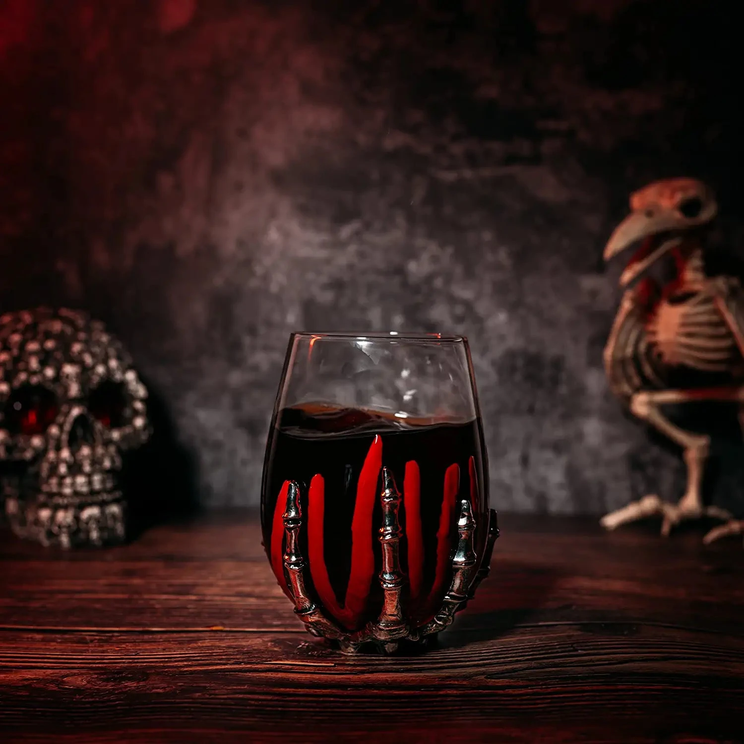 Skeleton Wine Glass, Bloody Hand Wine Skull Glass - 12oz Skeleton Glasses 5" H, Goth Gifts, Skeleton Gifts, Skeleton Decor, Spooky Wine Gift Set, Themed Parties! 3 Skeleton Wine Glass, Bloody Hand Wine Skull Glass - 12oz Skeleton Glasses 5" H, Goth Gifts, Skeleton Gifts, Skeleton Decor, Spooky Wine Gift Set, Themed Parties! - Image 3