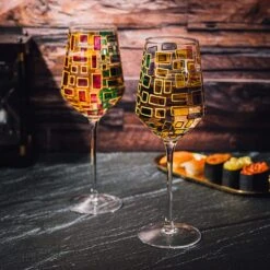 The Wine Savant Renaissance Stained Glass Windows, Artisanal Hand Painted Glassware Gift Idea Her, Him, Birthday, Mom, Housewarming, Gifts Ideas For Women & Men Art Deco (Stemmed Wine Glasses) -Refined Spirits Store 81duID7SBEL. AC SL1500