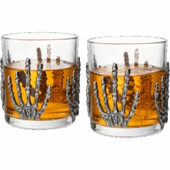 The Wine Savant Skeleton Hand Wine Glass Set Of 2 10 Oz Glasses 5" H, Goth Gifts, Skeleton Gifts, Skeleton Decor, Spooky Glass Gift Set, Goth Decor, Unique Themed Parties