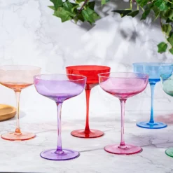Colored Coupe Glasses | Set Of 6 | 7 Oz Classic Cocktail Glassware For Champagne, Martini, Manhattan, Cosmopolitan, Crystal Speakeasy Style Goblets Stems, Elegantly Color (Classic Multicolor) 8 Colored Coupe Glasses | Set Of 6 | 7 Oz Classic Cocktail Glassware For Champagne, Martini, Manhattan, Cosmopolitan, Crystal Speakeasy Style Goblets Stems, Elegantly Color (Classic Multicolor) -Refined Spirits Store 81e9wvG RmL. AC SL1500
