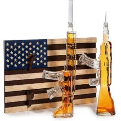 2 Gun Whiskey Decanters Set AR15 And AK47 Gun Decanter 1000ml American Flag Wall Rack By The Wine Savant - Veteran Gifts, Gun Lover Gifts, Tik Tok Gun Decanter, Military Gifts -Refined Spirits Store 81eFBxfjVjL. AC SL1500
