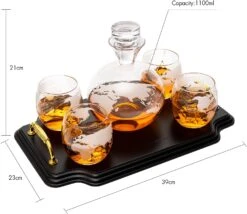 Etched World Map Globe Whiskey Decanter Set 750ml With 4 10oz Map Glasses 13" H X 13" L By The Wine Savant - Traveler Gifts, Home Bar, Whiskey Gifts, Cartography, Geography Gifts, Cosmopolitan Gifts -Refined Spirits Store 81iNOZWxI L. AC SL1500