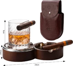 The Wine Savant Luxurious Cigar Glass - In A Leather Horseshoe Storage Case Whiskey Glassware With Cigar Holder - 10oz Cigar Holder Whiskey, Ash Tray - Dad, Men Home Office, Leather Gifts 13 The Wine Savant Luxurious Cigar Glass - In A Leather Horseshoe Storage Case Whiskey Glassware With Cigar Holder - 10oz Cigar Holder Whiskey, Ash Tray - Dad, Men Home Office, Leather Gifts -Refined Spirits Store 81ihMmFkfLL. AC SL1500