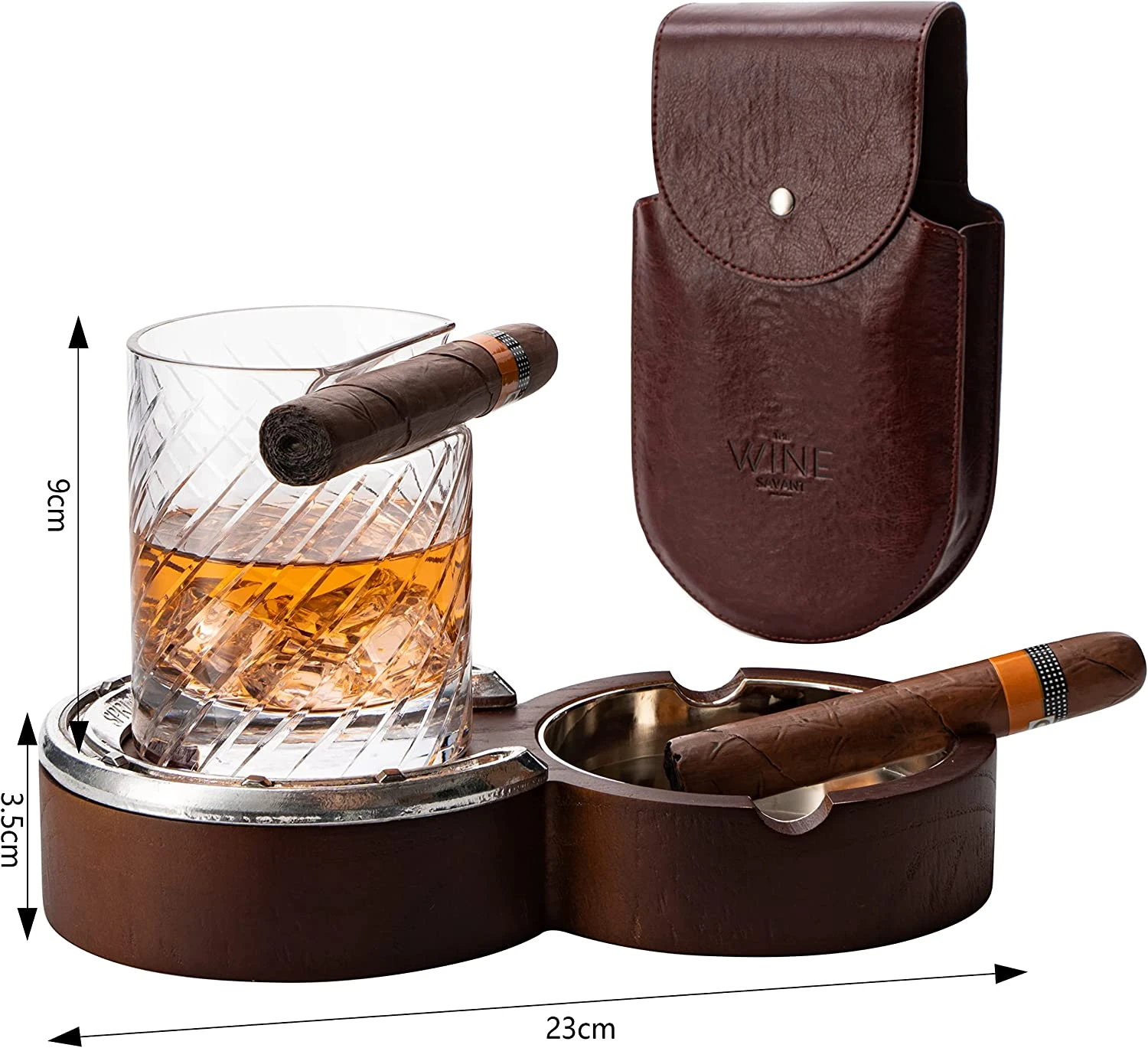 The Wine Savant Luxurious Cigar Glass - In A Leather Horseshoe Storage Case Whiskey Glassware With Cigar Holder - 10oz Cigar Holder Whiskey, Ash Tray - Dad, Men Home Office, Leather Gifts 7 The Wine Savant Luxurious Cigar Glass - In A Leather Horseshoe Storage Case Whiskey Glassware With Cigar Holder - 10oz Cigar Holder Whiskey, Ash Tray - Dad, Men Home Office, Leather Gifts - Image 7