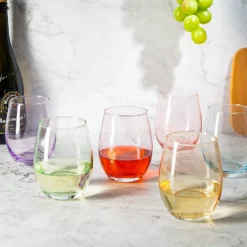 Colored Wine Glass Set, Large 12 Oz Glasses Set Of 6, Unique Italian Style Tall Stemless For White& Red Wine, Water, Margarita Glasses, Color Tumbler, Beautiful Glassware (Stemless) -Refined Spirits Store 81itpGI11 L. AC SL1500