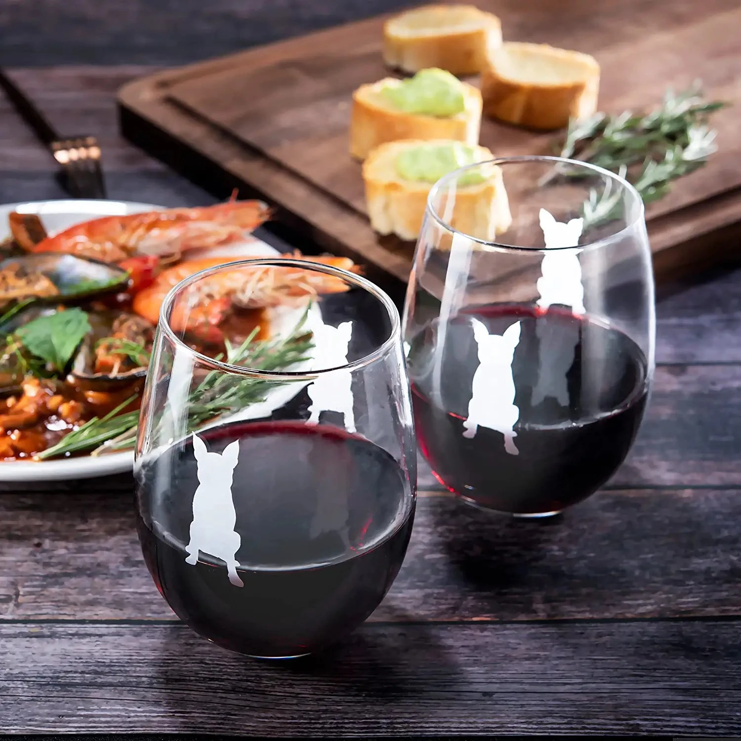 Set Of 2 Boston Terrier Dog Stemless Wine Glasses - Boxwood, Boston Bull Terrier, American Gentleman Lover - For Him & Her - Dogs Silhouette - Etched Tumblers For Anniversary, Wedding, Gifts (18 OZ) 2 Set Of 2 Boston Terrier Dog Stemless Wine Glasses - Boxwood, Boston Bull Terrier, American Gentleman Lover - For Him & Her - Dogs Silhouette - Etched Tumblers For Anniversary, Wedding, Gifts (18 OZ) - Image 2