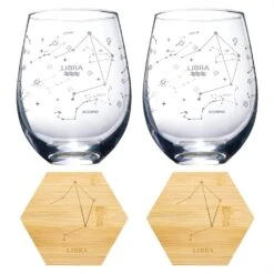 Set Of 2 Zodiac Sign Wine Glasses With 2 Wooden Coasters By The Wine Savant - Astrology Drinking Glass Set With Etched Constellation Tumblers For Juice, Water Home Bar Horoscope Gifts 18oz (Libra) -Refined Spirits Store 81n4RTNgsdL. AC SL1500