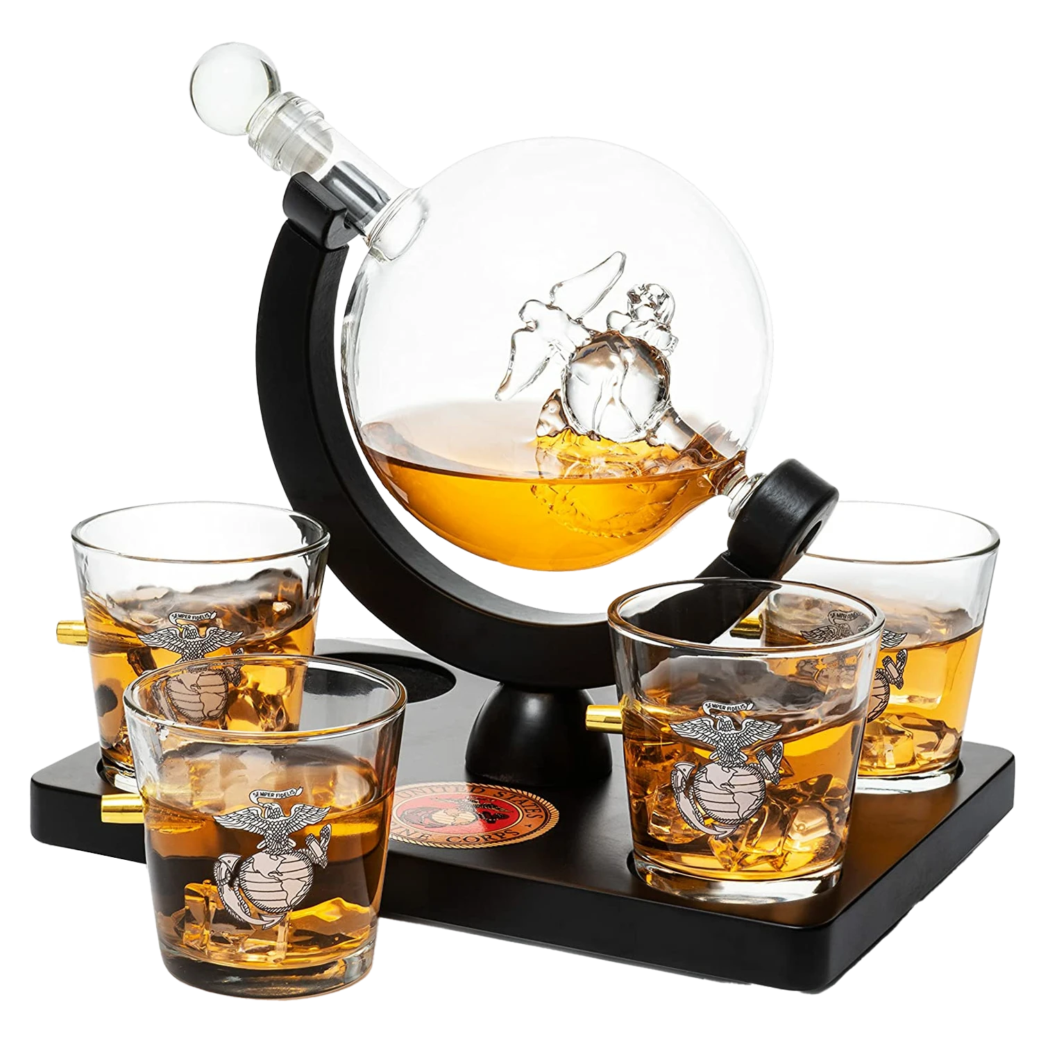 Marine Decanter Set With Four 3 Oz Shot Glasses 1000ml Marines Gift Decanter By The Wine Savant - Marine Gifts, Army Gifts, Veteran Gifts 1 Marine Decanter Set With Four 3 Oz Shot Glasses 1000ml Marines Gift Decanter By The Wine Savant - Marine Gifts, Army Gifts, Veteran Gifts