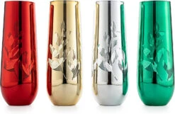 Multicolor 4-Piece Tree Stemless Wine & Water Glasses - Shining Red Green Yellow Silver, Perfect For Parties, Glass Trees Decor, Kitchen Home Decorations (Flutes) -Refined Spirits Store 81nFhHy488L. AC SL1500