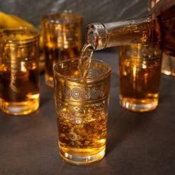 Gold Moroccan Glasses Artisan Hand-Made Multipurpose 220 Ml 7.5 Oz Tea And Wine Morrocan Tumbler Marrakech & Casablanca Tea Cups Set Of 6, By The Wine Savant -Refined Spirits Store 81owOwfs9 L. AC SL1500