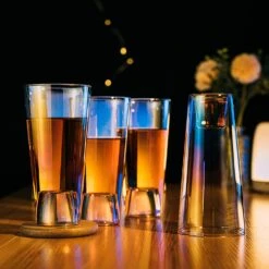 Shot In The Pint Glass, Take A Shot Funny Beer Glass/Mug 4-Set 7"H The Wine Savant - Beers Pilsner Tumblers Perfect For Entertaining, Home Bar, Weddings, Parties, Funny Gifts 21oz (640mL) (Iridescent) -Refined Spirits Store 81qaeioPEpL. AC SL1500