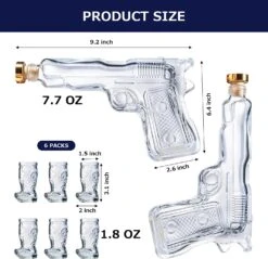 Pistol & Shotglasses Decanter Party Serving Holster Set - Whiskey Gun Decanter & Shot Glass - Pourers & Stopper - 2x 7.7oz Decanters - 6x 2oz Cowboy Boot Shots - Unique Gifts -Refined Spirits Store 81qyHtN6upL. AC SL1500