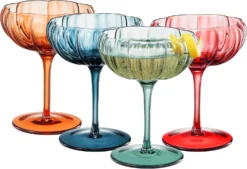 Khen Flower Modern Wavy Glass Coupes Martini, Champagne & Cocktail Coupes - Set Of 4-7.7 Oz Colorful Cocktail Glasses & Champagne, Prosecco, Mimosa Glassware Copyright Design - Muted Pastel Colors 5 Khen Flower Modern Wavy Glass Coupes Martini, Champagne & Cocktail Coupes - Set Of 4-7.7 Oz Colorful Cocktail Glasses & Champagne, Prosecco, Mimosa Glassware Copyright Design - Muted Pastel Colors -Refined Spirits Store 81s6bzsRo5L. AC SL1500
