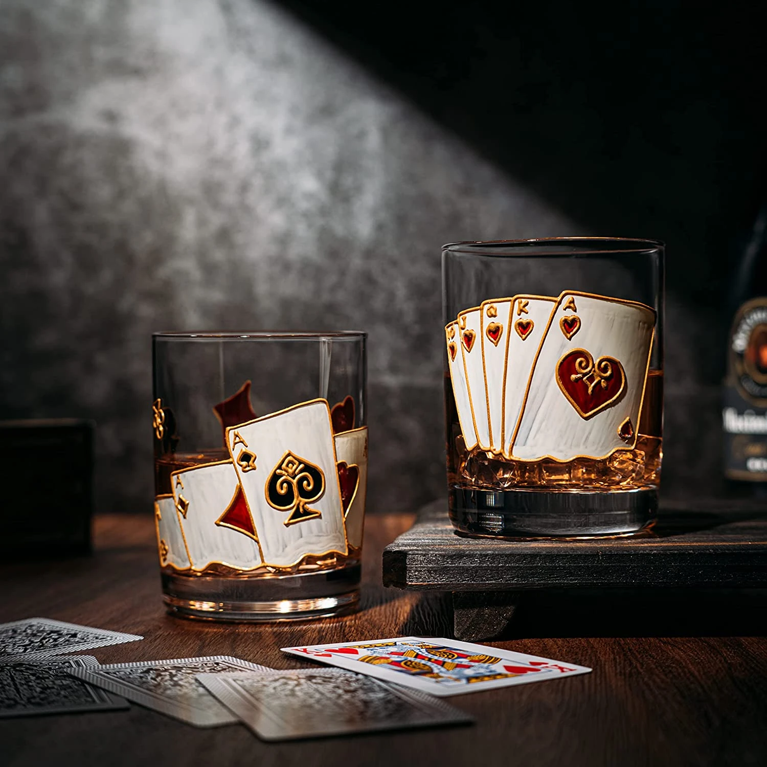 Playing Cards Drinking Glasses - Artisanal Hand Painted Players Casino Set Of 2 Water, Wine & Whiskey Glasses - The Wine Savant - Crystal Glassware - Gift Idea For Him, Birthday, Housewarming - 12oz 2 Playing Cards Drinking Glasses - Artisanal Hand Painted Players Casino Set Of 2 Water, Wine & Whiskey Glasses - The Wine Savant - Crystal Glassware - Gift Idea For Him, Birthday, Housewarming - 12oz - Image 2