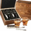 The Wine Savant Luxurious Cigar Glasses - Whiskey Glass With Cigar Holder - Set Of 2, 10oz Cigar Holder Whiskey Glasses, Tongs, 8 Cube Chilling Rocks Stones - Set In Premium Wood Box Gift For Any Bar