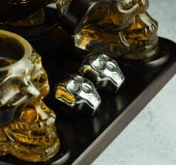 Skull Skeleton Wine & Whiskey Globe Decanter Set 850 ML With 4 Skull Head 3oz Skeletons Shot Glasses And Skull Chillers Wooden Base Decor Glass Goth Spooky Drinking Glassware The Wine Savant -Refined Spirits Store 81w79sL3lqL. AC SL1500