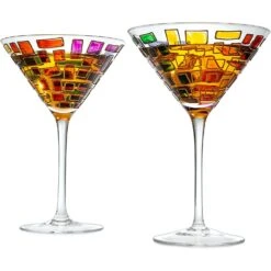 Renaissance Holiday Stained Glass Windows, Artisanal Hand Painted Glassware - The Wine Savant - Gift Idea Her, Him, Birthday, Mom, Housewarming, Gifts Ideas For Women & Men (Martini Glasses) -Refined Spirits Store 81won45av6L. AC SL1500