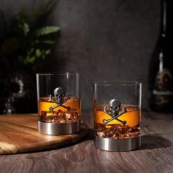 Skull & Skeleton Crossbones Pewter Whiskey & Wine Drinking Glasses - 11oz Set Of 2 - Water, Rum, Brandy & Scotch Glass, Elegant, Skeleton Crystal Cup, Gifts For Men & Women, Old Fashioned Glass -Refined Spirits Store 81wp7NCRynL. AC SL1500