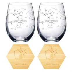 Set Of 2 Zodiac Sign Wine Glasses With 2 Wooden Coasters By The Wine Savant - Astrology Drinking Glass Set With Etched Constellation Tumblers For Juice, Home Bar Horoscope Gifts 18oz (Sagittarius) 10 Set Of 2 Zodiac Sign Wine Glasses With 2 Wooden Coasters By The Wine Savant - Astrology Drinking Glass Set With Etched Constellation Tumblers For Juice, Home Bar Horoscope Gifts 18oz (Sagittarius) -Refined Spirits Store 81y ms8yIiL. AC SL1500