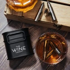 Whiskey Stones Ammunition Box Bullets Stainless Steel - Set Of 6 1.75in Bullet Chillers, The Wine Savant Stainless Steel Whiskey Rocks Bullet Shaped Ice Chillers, Beautiful Case To Take To Go! (Black) -Refined Spirits Store 91 Jn15jEJL. AC SL1500